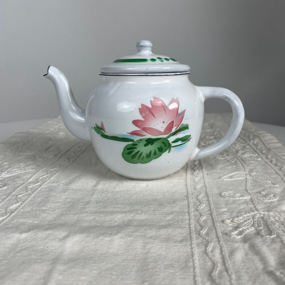 Vintage Enameled Tea Pot